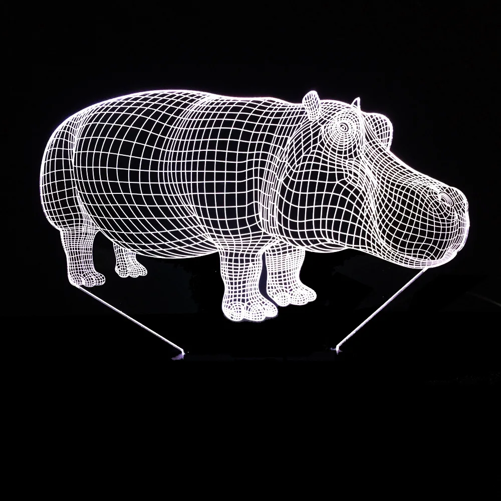 7 цветов Зебра Лошадь лампа 3D визуальные Светодиодные ночные светильники для
