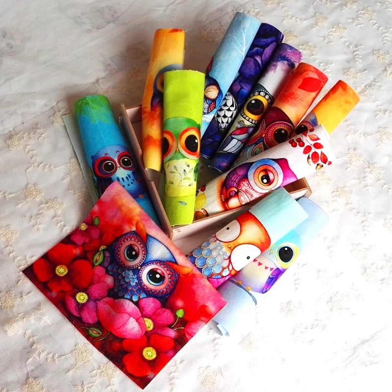 Хлопковая ткань в стиле пэчворк с изображением милой Совы 20*20 см для скрапбукинга