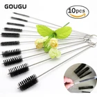 Набор кистей для чистки нейлоновых трубок, 10 шт., инструменты из нержавеющей стали 304 для чистки питьевых соломинок, клавиатур, очков, чайников