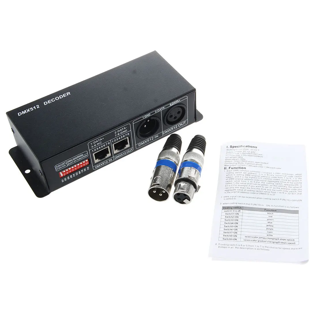 DC 12V-24V 3 канала DMX декодер светодиодный контроллер для RGB 5050 3528 Светодиодный