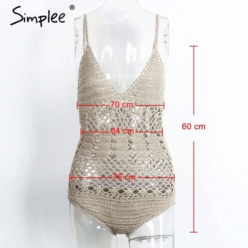 Simplee выдалбливают Handmake крючком бикини Для женщин глубоким v-образным вырезом
