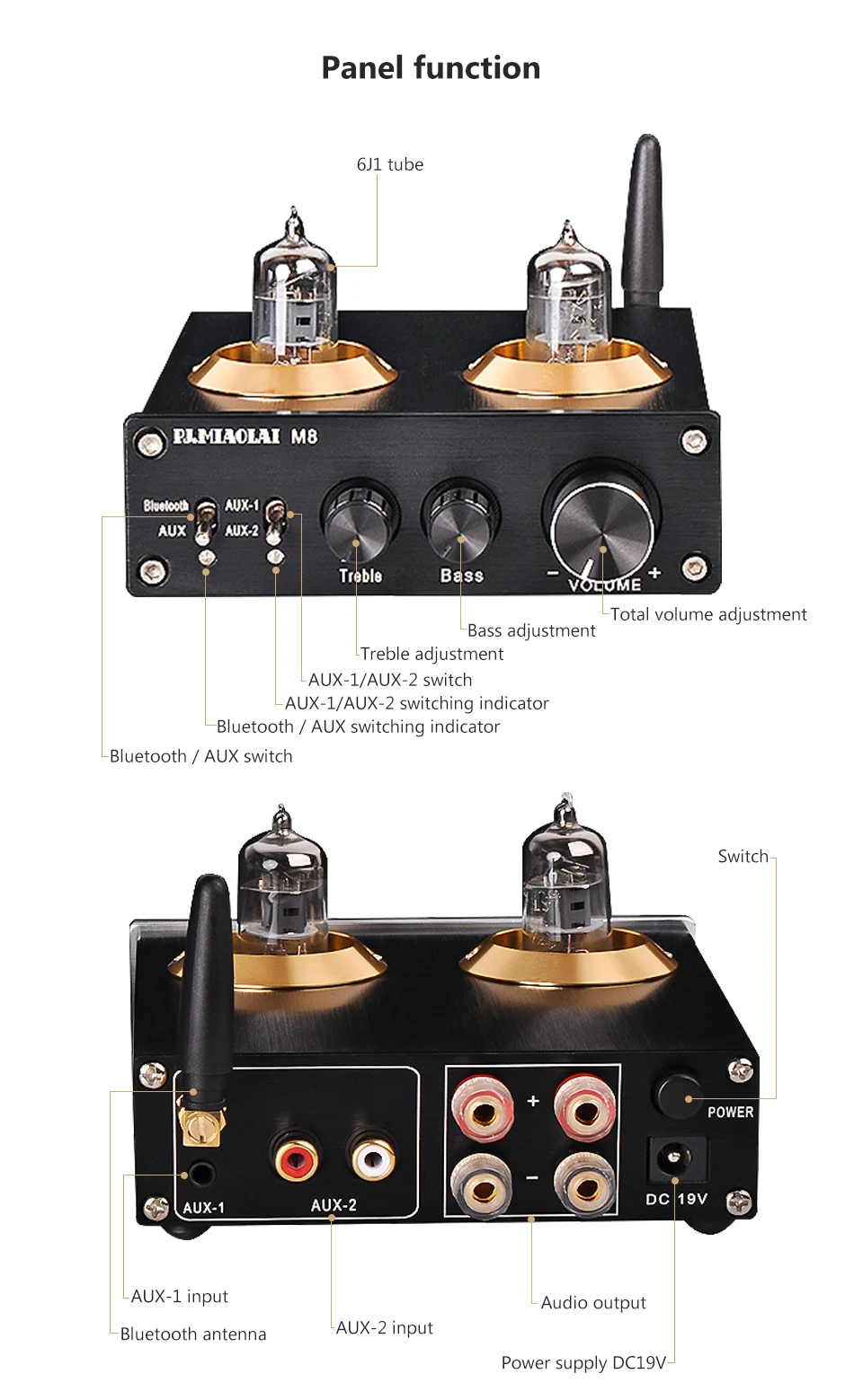 HIFI TPA3116 Bluetooth 6J1 ламповый предусилитель аудио усилитель мощности звуковой усилитель 50 Вт* 2 2,0 канальный домашний кинотеатр