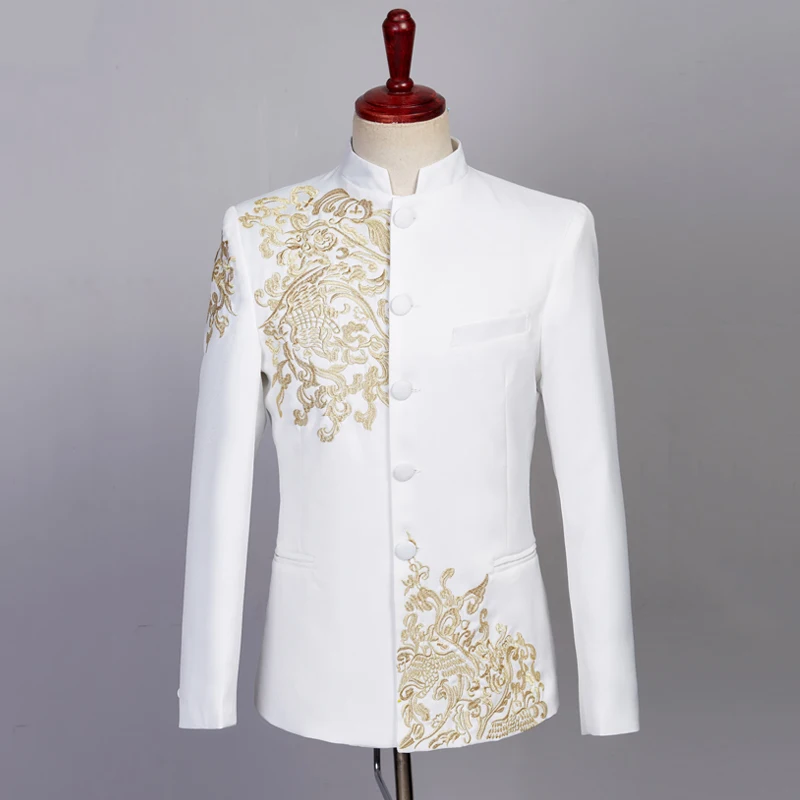 Куртка и брюки мужские черные белые комплекты в китайском стиле|party suit|suit standcostume