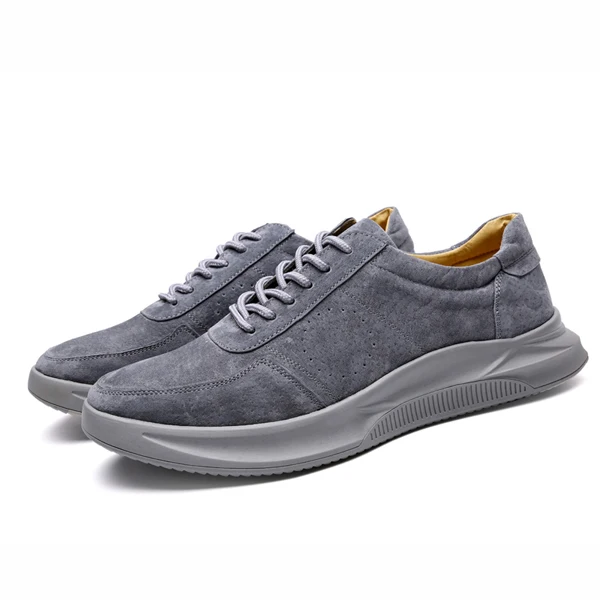 Gray Leisure shoes YIGER/Новинка; мужская повседневная обувь для отдыха; мужская кожаная спортивная обувь на шнуровке из натуральной кожи; сезон весна-осень; большие размеры; 0252 - Цвет: Gray Leisure shoes
