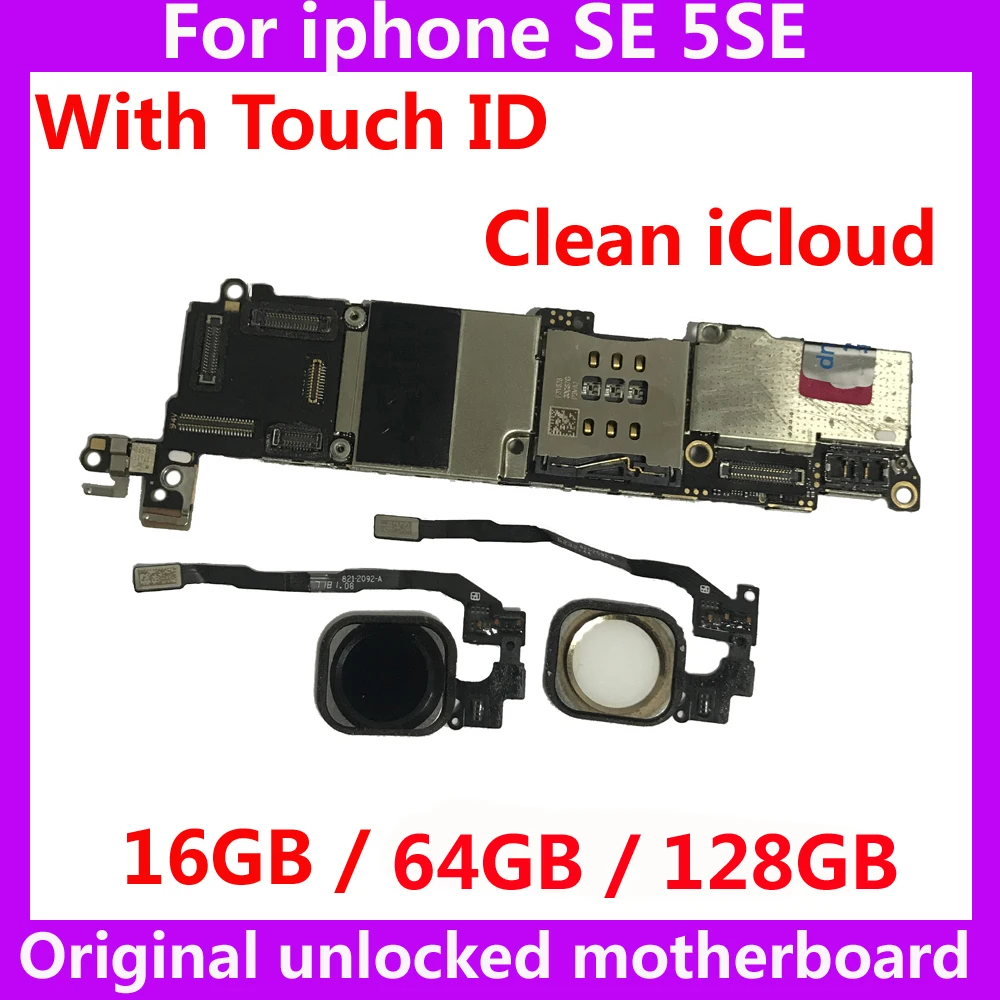 Разблокированная материнская плата с/без touch ID для iphone SE 16 Гб 64 128 ГБ 100%