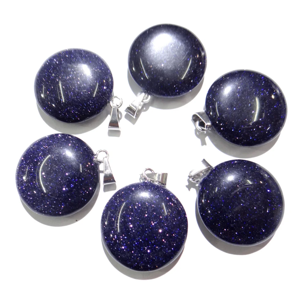 

Natural stone Turquoises Quartz crystal lapis lazuli Round charms pendant for diy jewelry making necklace Accessories30PCS