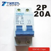 2p 20a 400v 50hz60hz circuit breaker ac mcb safety breaker c type
