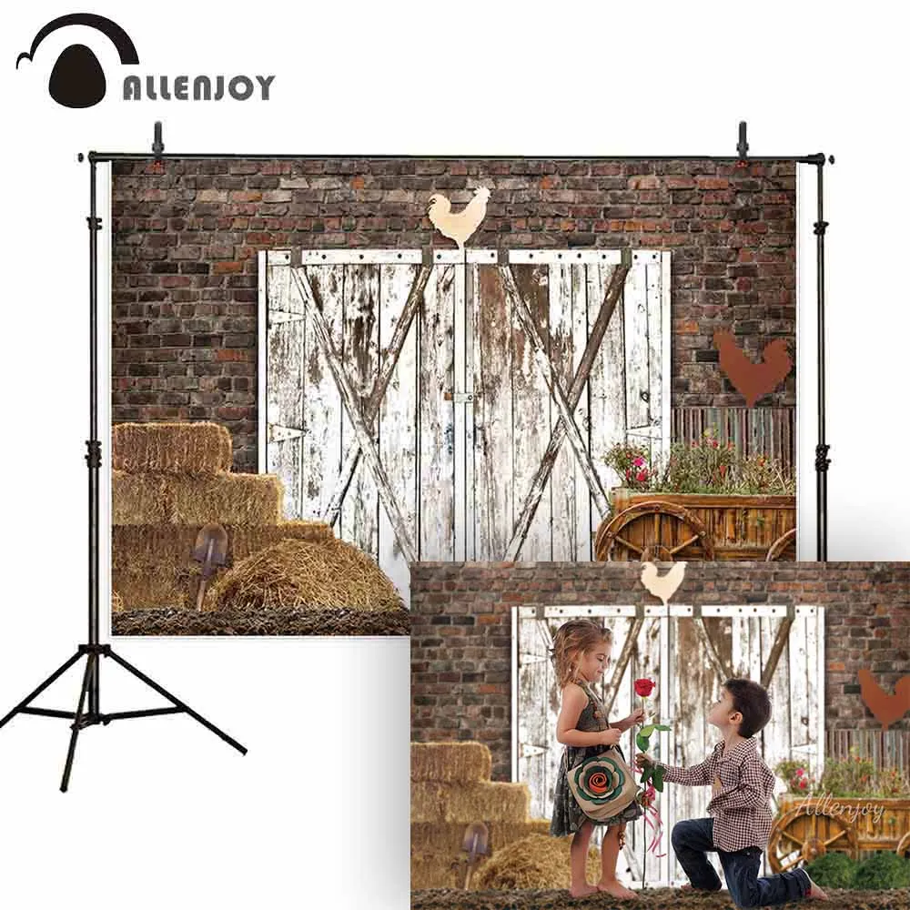 Allenjoy ферма фон для фотостудии старый сарай дерево солома кирпичная стена