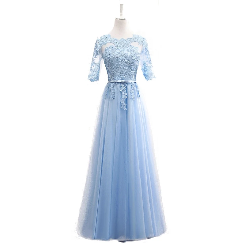 MNZ 513 # со шнуровкой средней длины Короткие Голубые Платья для подружек невесты 2021