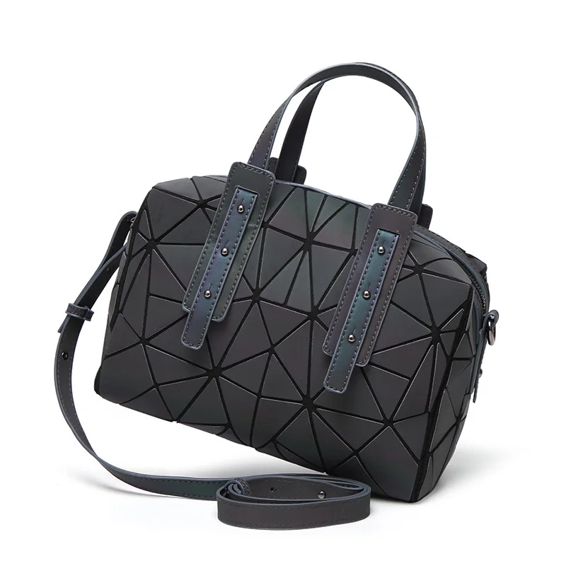 Matte Women Laser Geometry Bag Sequins Mirror Saser Plaid Folding Shoulder Bags Luminous Handbag Diamond Casual Tote | Багаж и сумки