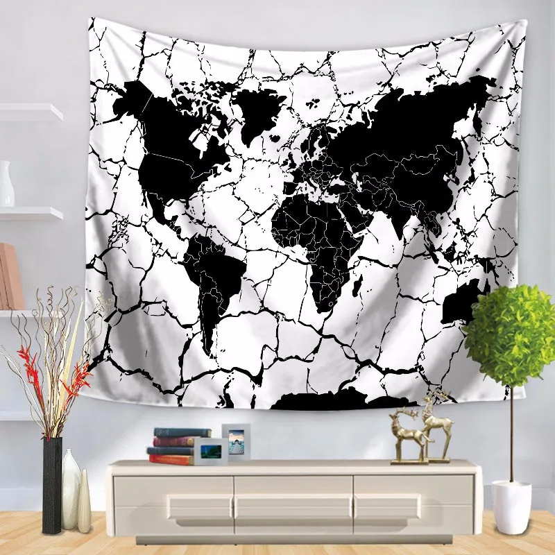 

Seafaring HD World Map Tapestry High-Definition Map Fabric Wall Hanging Decor Watercolor Map Polyester Table Cover Yoga Drop