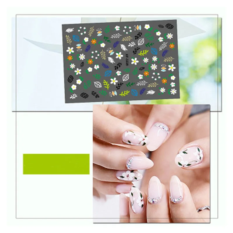 5 шт. наклейки для ногтей с зеленым растением летние цветные дизайнерские наборы