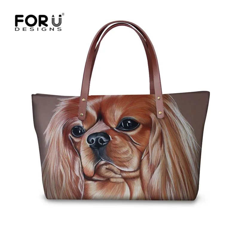 FORUDESIGNS Сумки С Короткими Ручками кавалер король собака узор роскошные сумки женские сумки Дизайнерские повседневные женские кошельки сумка на плечо - Цвет: YQ2695AL