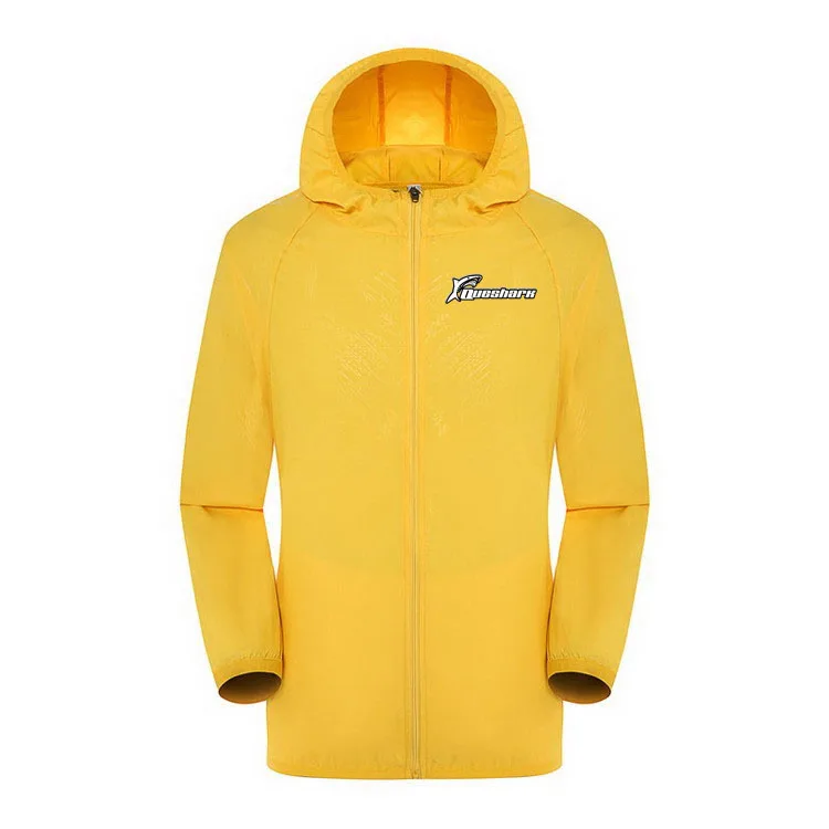 Yellow Queshark Спорт на открытом воздухе мужчины Женщины быстросохнущая кожа Велоспорт куртки Анти-УФ водонепроницаемый ветрозащитный Джерси пальто Кемпинг Туризм Куртка - Цвет: Yellow