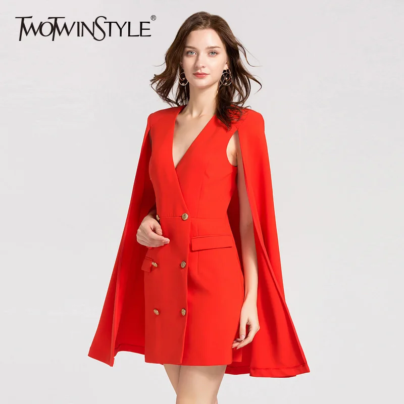 Женское двубортное мини платье TWOTWINSTYLE элегантное приталенное с v образным