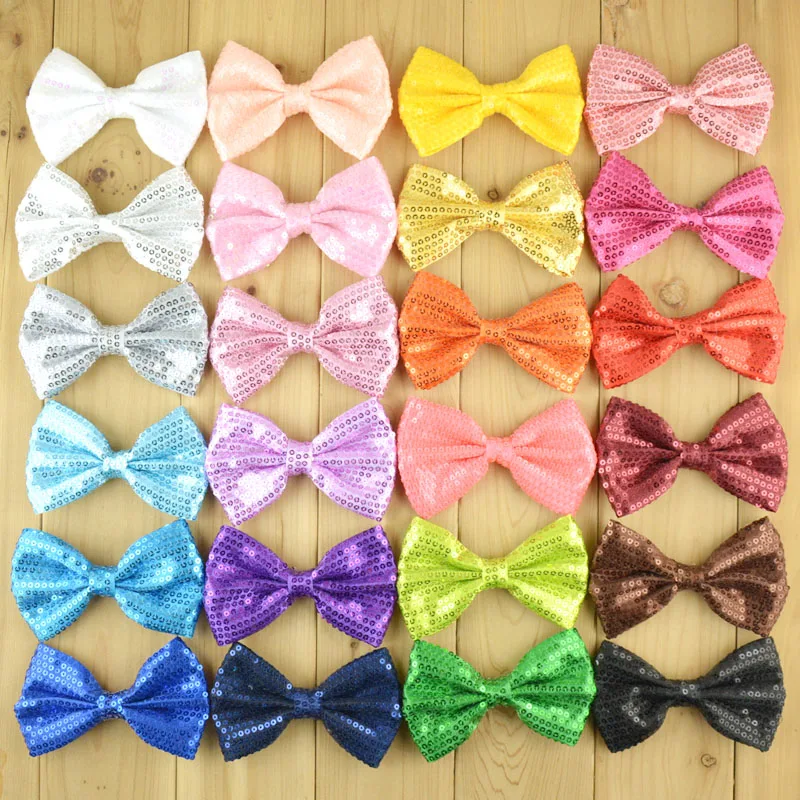 24 Цвет 11 см дети роскошный Bowknots 24 шт./лот девушки волосы Красота блесток луки для девушек, с большим бантом-аксессуар бабочка HDJ24