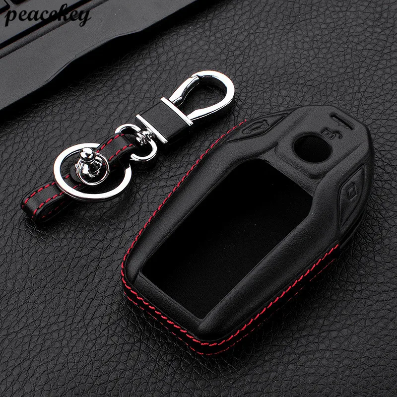 

Peacekey Genuine Leather car key case cover Key Shell for remote key Protective Key Bag for BMW 2016 2017 7 Series Display Key