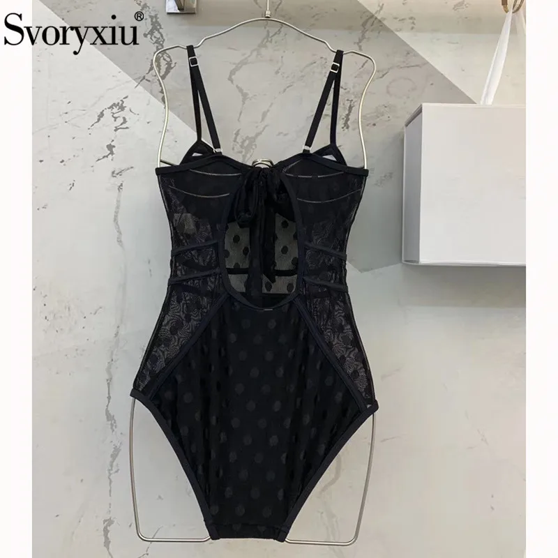 Женское кружевное боди с накидкой Svoryxiu черный однотонный фатиновый костюм на