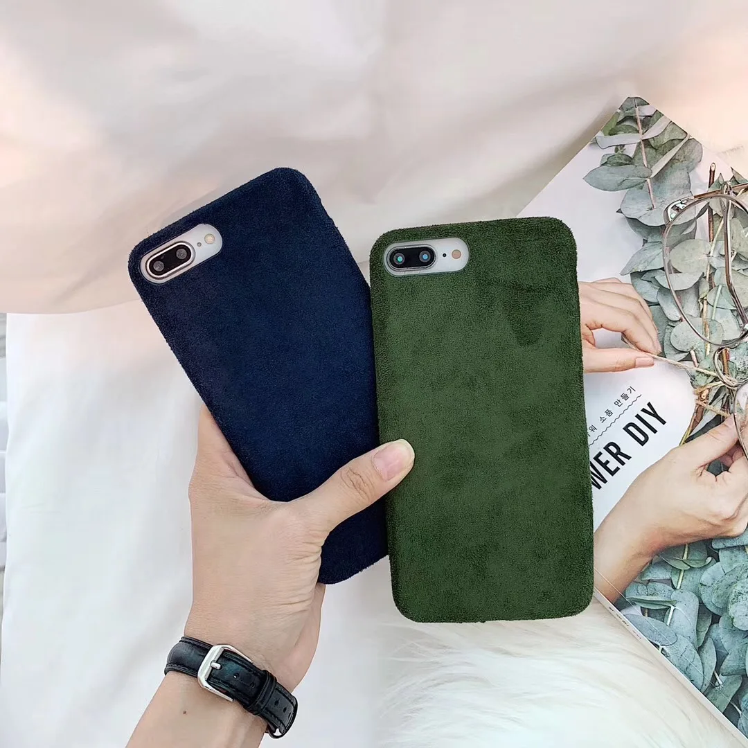 2018 Горячая мода сплошной цвет плюшевый чехол для iPhone 11 Xs MAX Xr X 7 8 6 6s plus простой