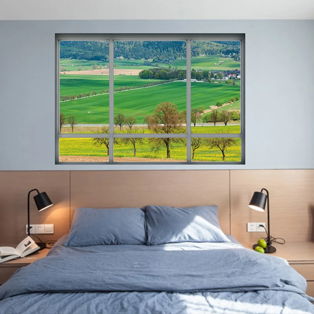 2018 Новый 3D Моделирование поддельные наклейки на окна стены для спальни Лаванда