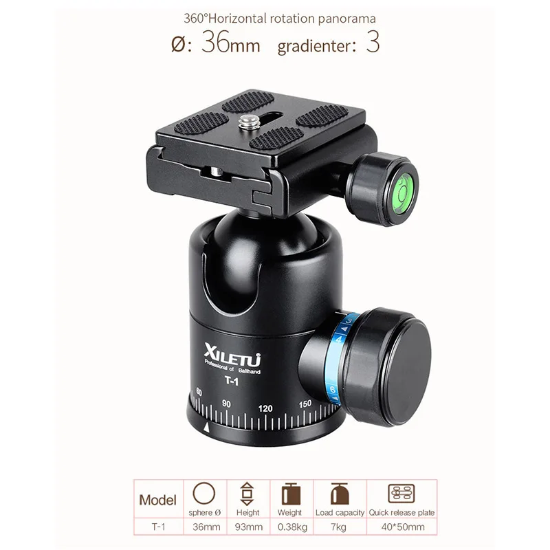 XILETU XT-264C+ T-1 Профессиональный штатив из углеродного волокна для камеры дорожная подставка для цифровой камеры DSLR Nikon с панорамной шаровой головкой