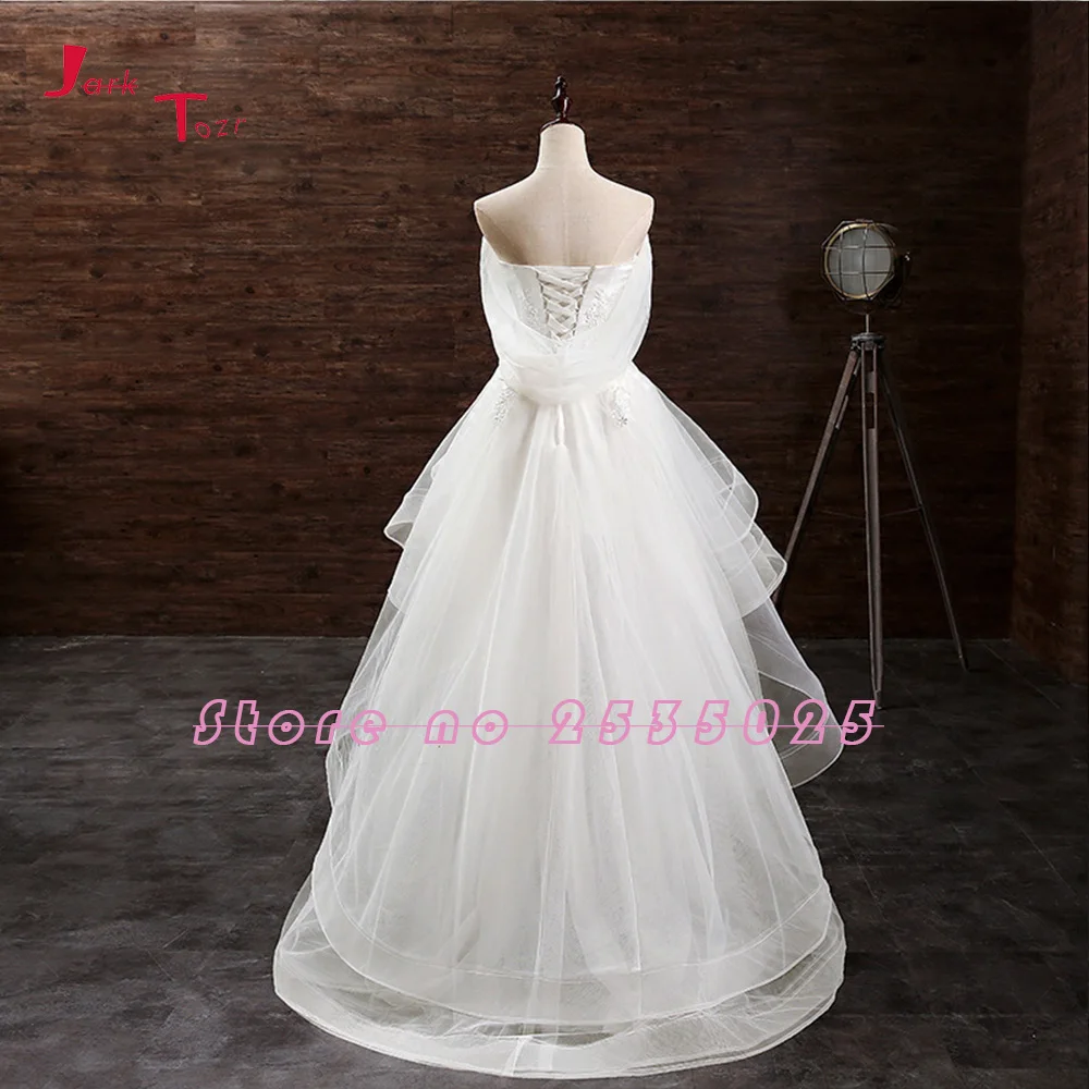 Jark Tozr маленькие белые платья на заказ Vestido De Casamento с аппликацией высокое низкое