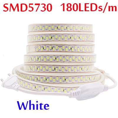 5730 180leds white 240 светодиодный s/m Светодиодные ленты SMD 5730 2835 5050 5630 220V 240V Водонепроницаемый светодиодный лента веревка светильник RGB теплый белый украшения дома светильник ing - Испускаемый цвет: 5730 180leds white
