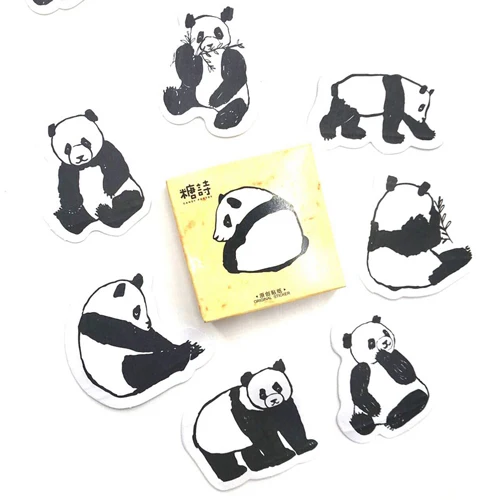 Panda Stickers 45 шт./компл. милые одного человека путешествия цветок наклейки Kawaii кактус Еда Скрапбукинг наклейки для ежедневника DIY Дневник канцелярские принадлежности - Цвет: Panda Stickers