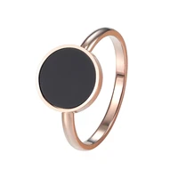 new design brand ring for women titanium steel black enamel three wide rose gold color beauty anillos female rings jewelry gift