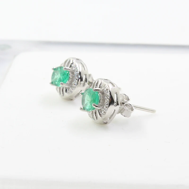 Серьги гвоздики из серебра 925 пробы с изумрудами 4 Х6 мм|stud earrings|earring studs earringsearrings