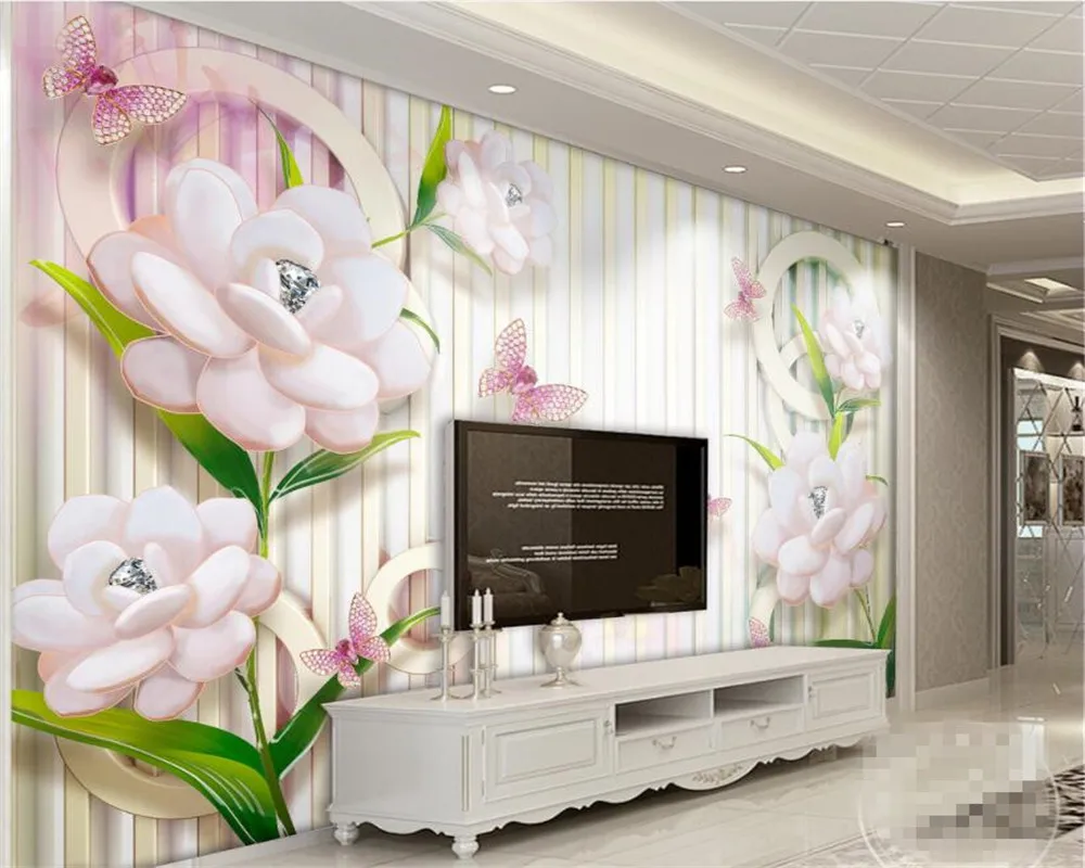 

Настенные обои beibehang на заказ, современные декоративные украшения для дома, цветочные 3D рельефные фоновые обои для гостиной