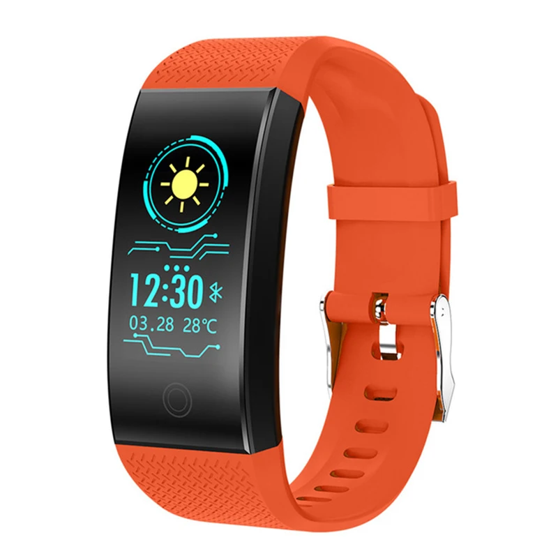 Orange Qw18 умный Браслет монитор сердечного ритма Ip68 водонепроницаемый цветной экран фитнес-трекер Bluetooth 4,0 спортивный браслет - Цвет: Orange