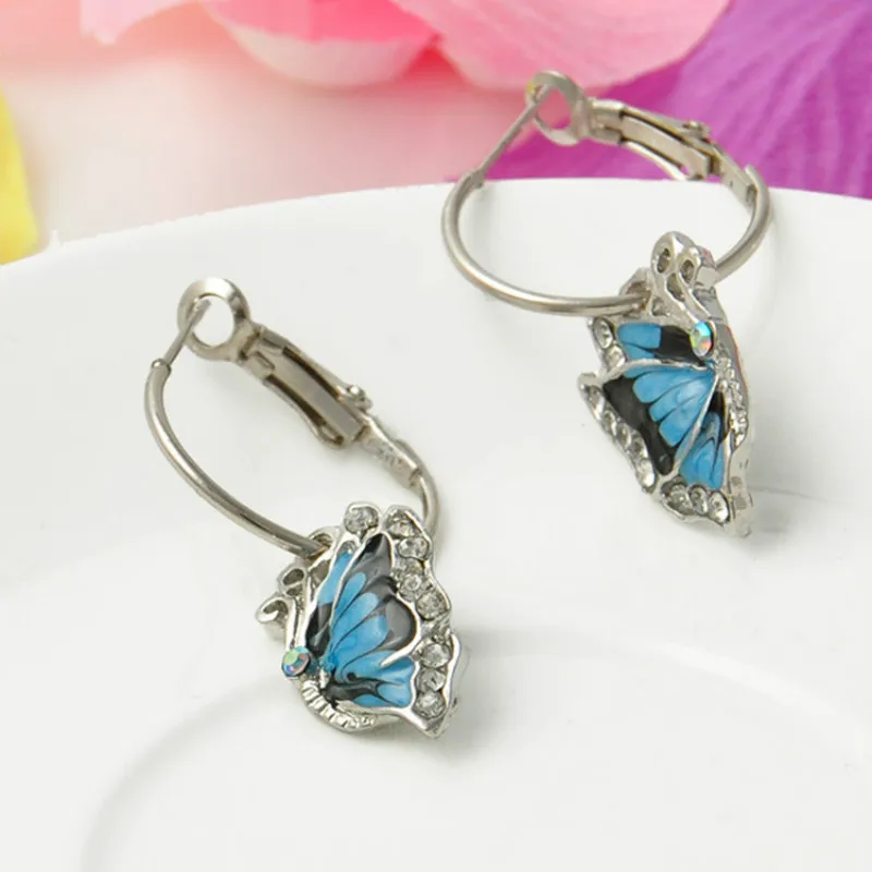 Лидер продаж 2017 года Продаем моды круглые серьги и голубая бабочка леди носить