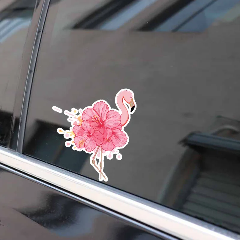 

YJZT 11.3*13.2CM Mysterious Flowers Flamingos Decor Car Sticker Personalized Bumper Car Window Decoration Colored 11A0486