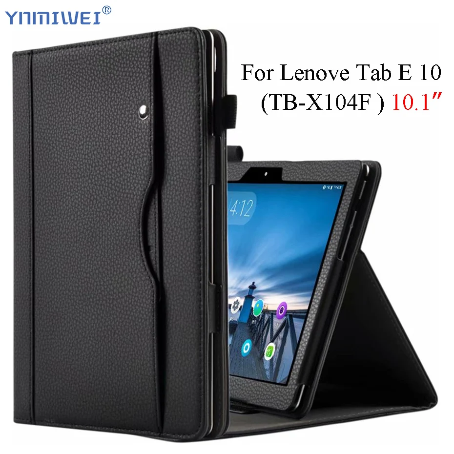 

For Lenovo Tab E10 TB-X104 TB-X104F PU Leather Stand Case Business Stand Cover Coque With Hand Holder For Lenovo TabE 10 10.1''