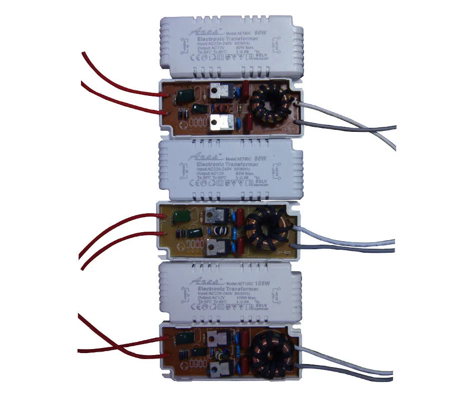 С регулируемой яркостью AC220V до 12V Электронный трансформатор 60 Вт 80 Вт 105 Вт Питание для G4/G5.3 кварцевая лампа галогенная лампа с украшением в виде кристаллов лампа, получившая сертификат Европейского соответствия