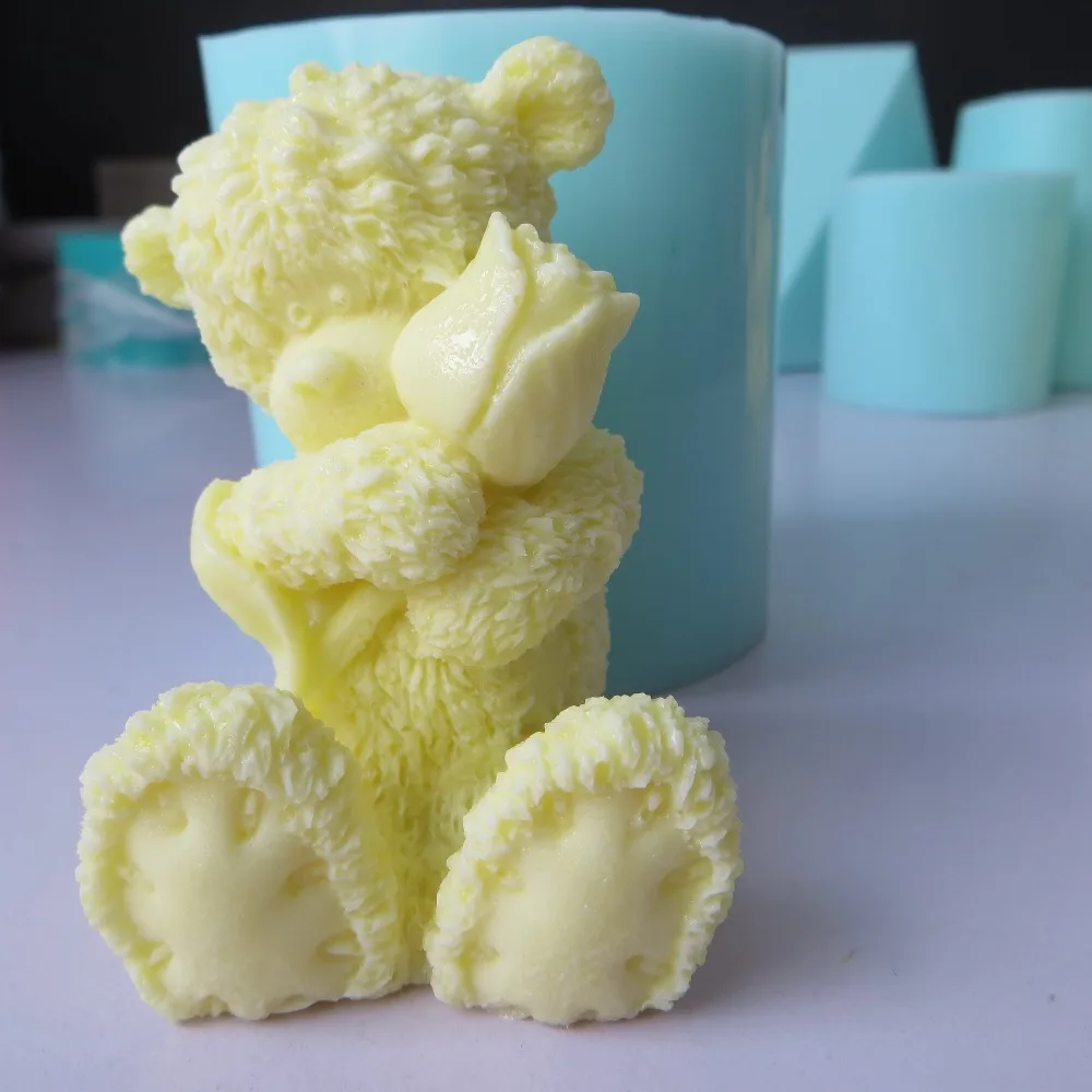 PRZY силиконовая форма, форма для помадки, милый 3d Мишка для шоколада в форме роз, мусс, формы для тортов, силиконовая форма для свечей, полимерная глина, mol