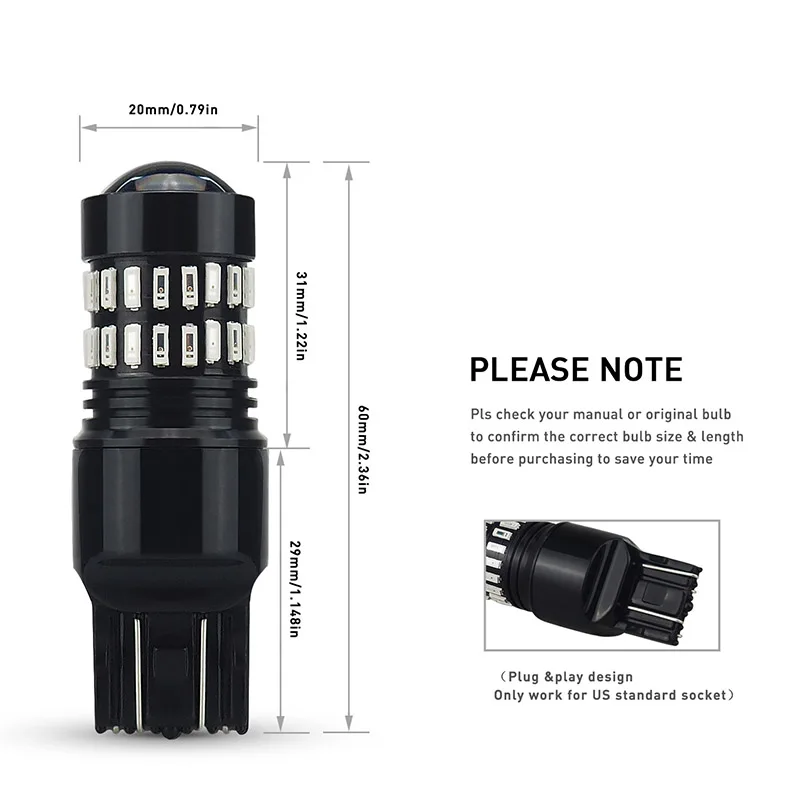 AUXITO 2 шт. T20 W21W LED W21/5 W WY21W 7440 7443 Светодиодные лампы T25 3157 3156 автомобильный тормоз