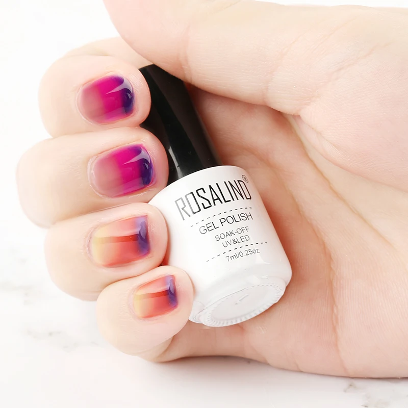 Набор гель-лаков для ногтей ROSALIND 7 мл 3 вида цветов температуры долговечные