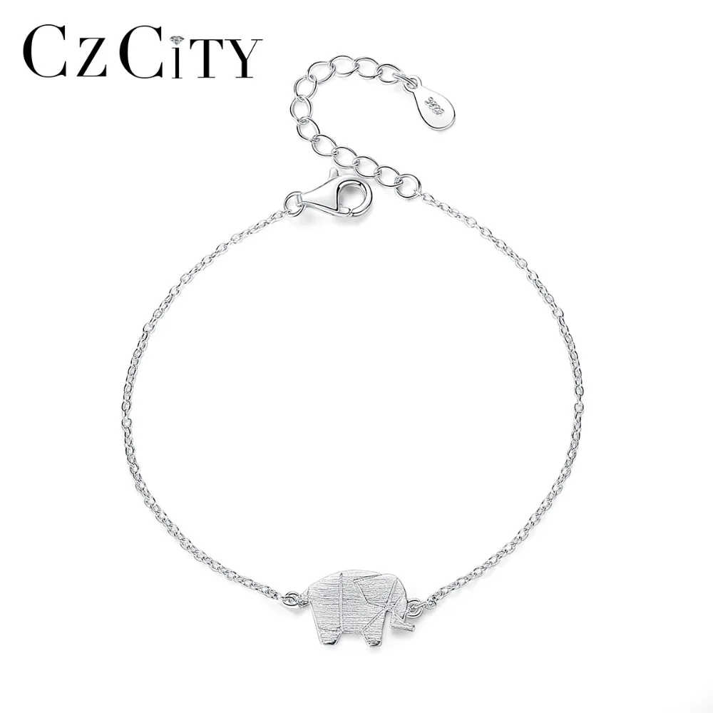 CZCITY реальные 925 стерлингового серебра браслеты из нержавеющей стали для женщин
