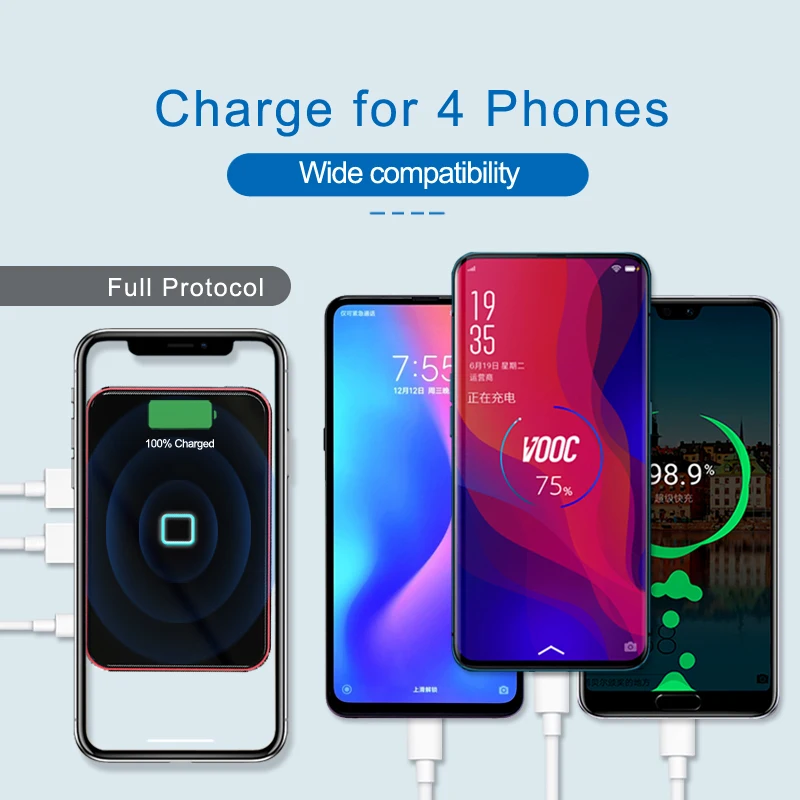Беспроводное зарядное устройство RIY graphen 10000 мАч с type c PD QC3.0 USB для xiaomi huawei и