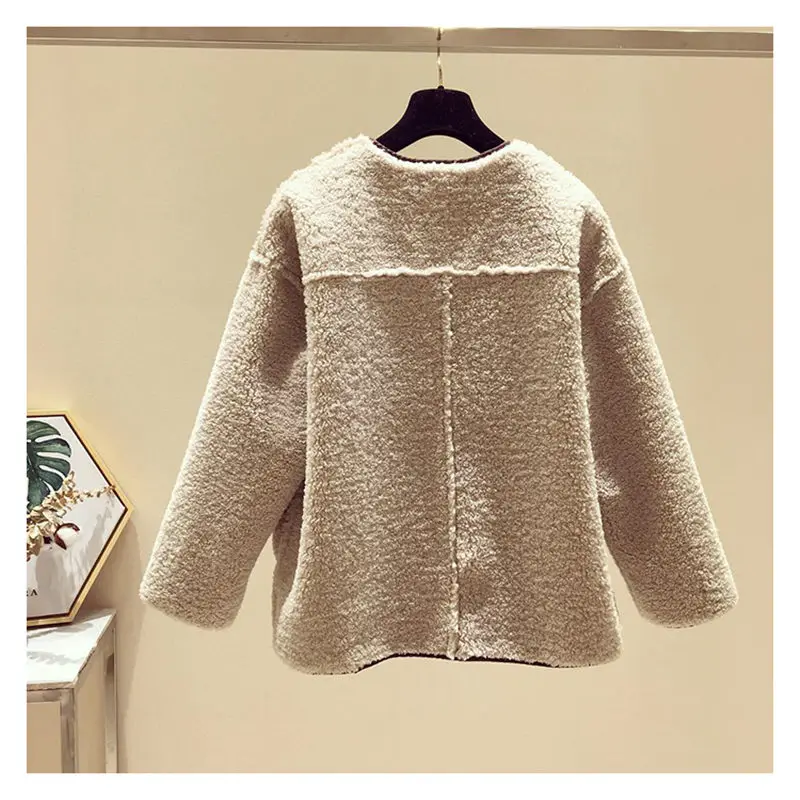 Модное женское пальто из овечьей шерсти 2019 зимняя теплая куртка короткая