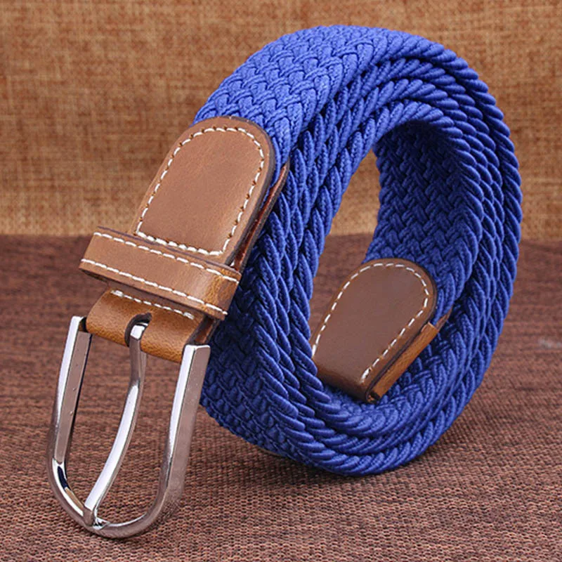 blue MEDYLA Топ Мода полосатый Cinto Feminino ремни для вязаный эластичный ремень мужской холст булавки пряжка женщин любителей ремень - Цвет: blue
