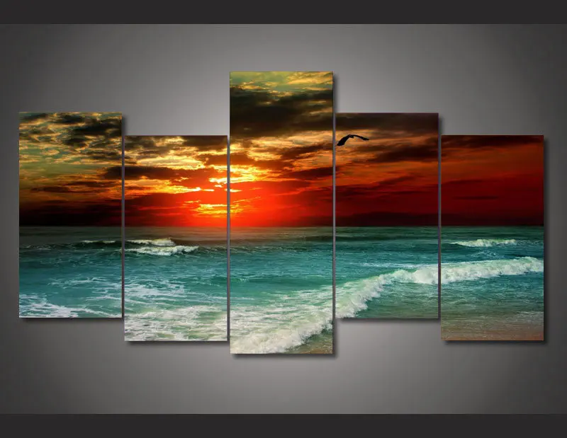 

Tropical Sunset And Sea Water Modern Wall Painting Sea Beach Wall Art Landscape Canvas Painting Print Poster Wall Pictures