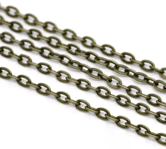 Free shipping!!!! Bronze Tone Flat Link-Opened Chains 3x2mm