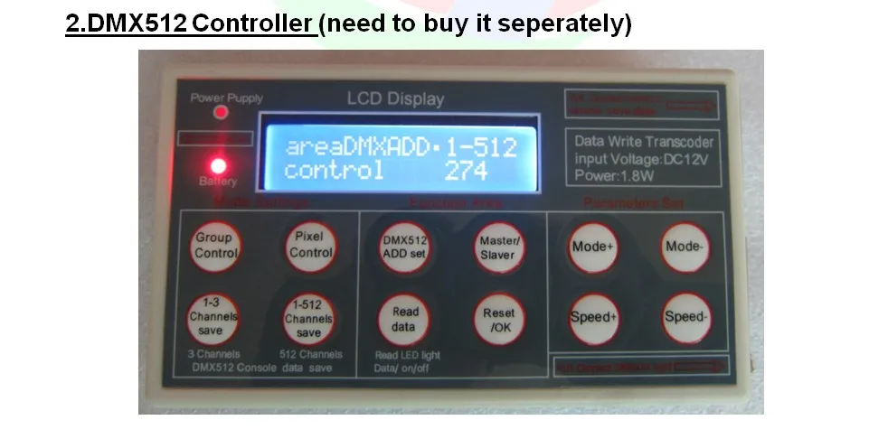20 Вт RGB поток света dmx, AC85-265V вход; может управляться dmx контроллер напрямую; размер; L180XW140XH110