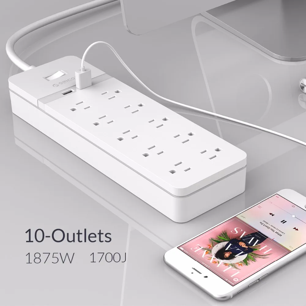ORICO USB лента питания розетка Защита от перенапряжения 10 розеток переменного тока 2