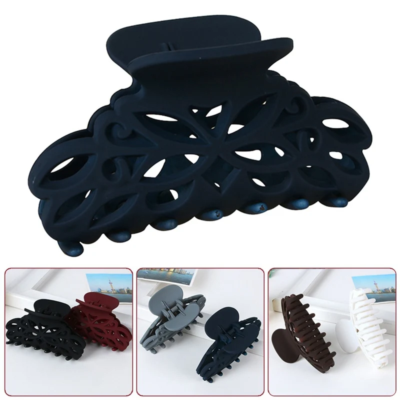 Женская заколка краб для волос зажим из скраба и пластика с вырезами резьбой