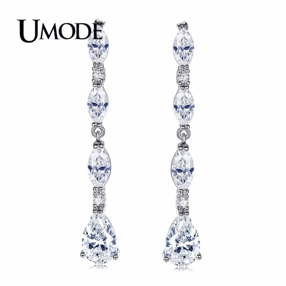 Женские винтажные длинные серьги UMODE свадебные с фианитами ювелирные изделия