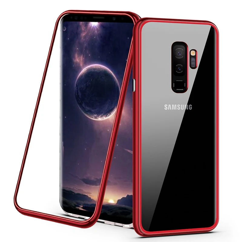 Красный 360 Магнитный Адсорбция дело для samsung Galaxy Note 9 8 S9 S8 плюс Magent Стекло чехол для samsung примечание 9 galaxy S8 Note9 Coque - Цвет: Красный